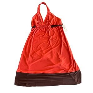 NWT Bisou Bisou Women’s 10 Halter Style Rust and Brown No Wrinkle Slinky